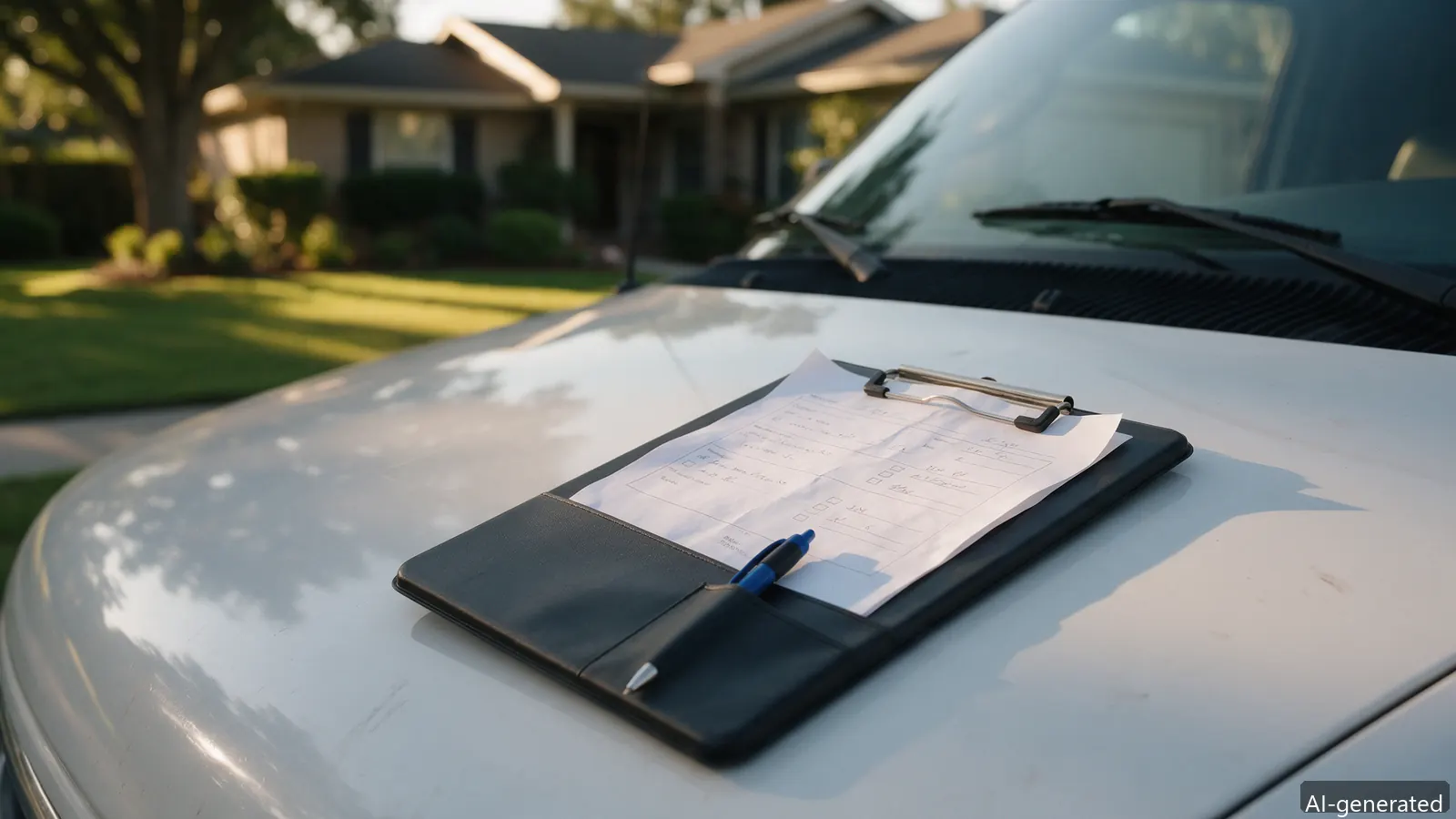 AI-generated photo of a written estimate on a work van