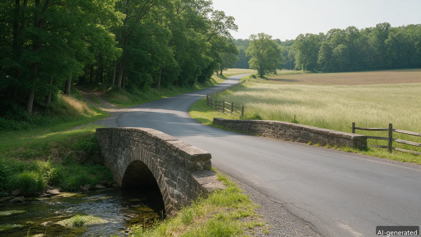 AI-generated photo of a Fairfield country road
