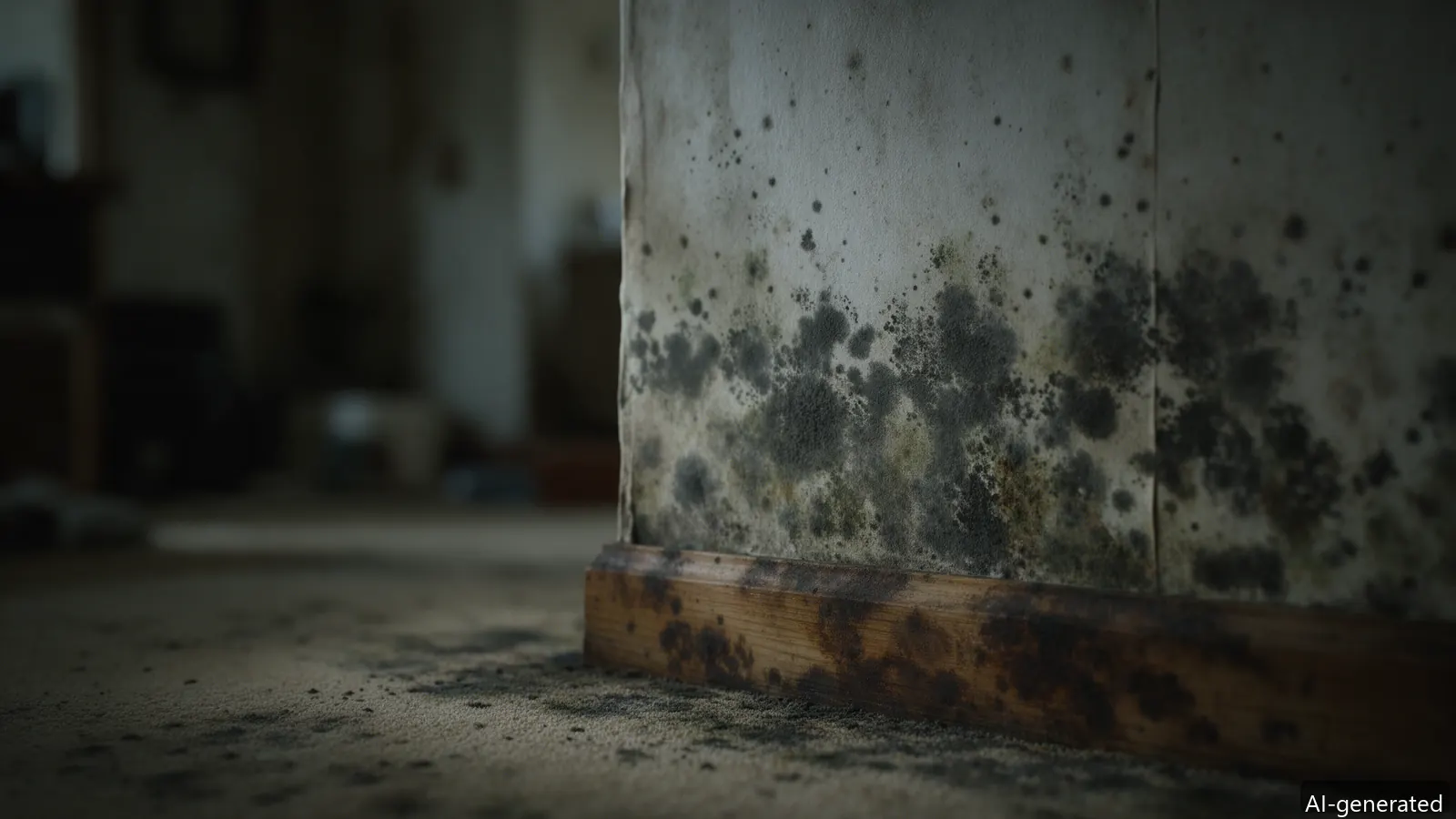 AI-generated photo of mold in a wall corner