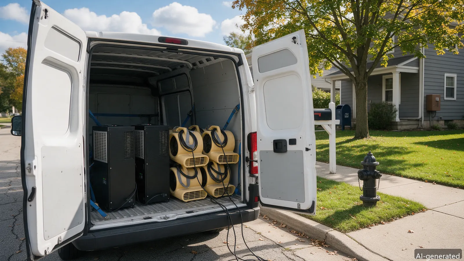 AI-generated photo of a restoration work van